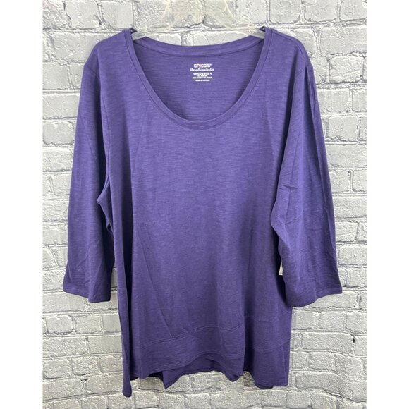 Chico's Tops - Chico's Cotton Slub Crossover 3/3 Sleeve Tee Top Violet Purple Size 4 XXL